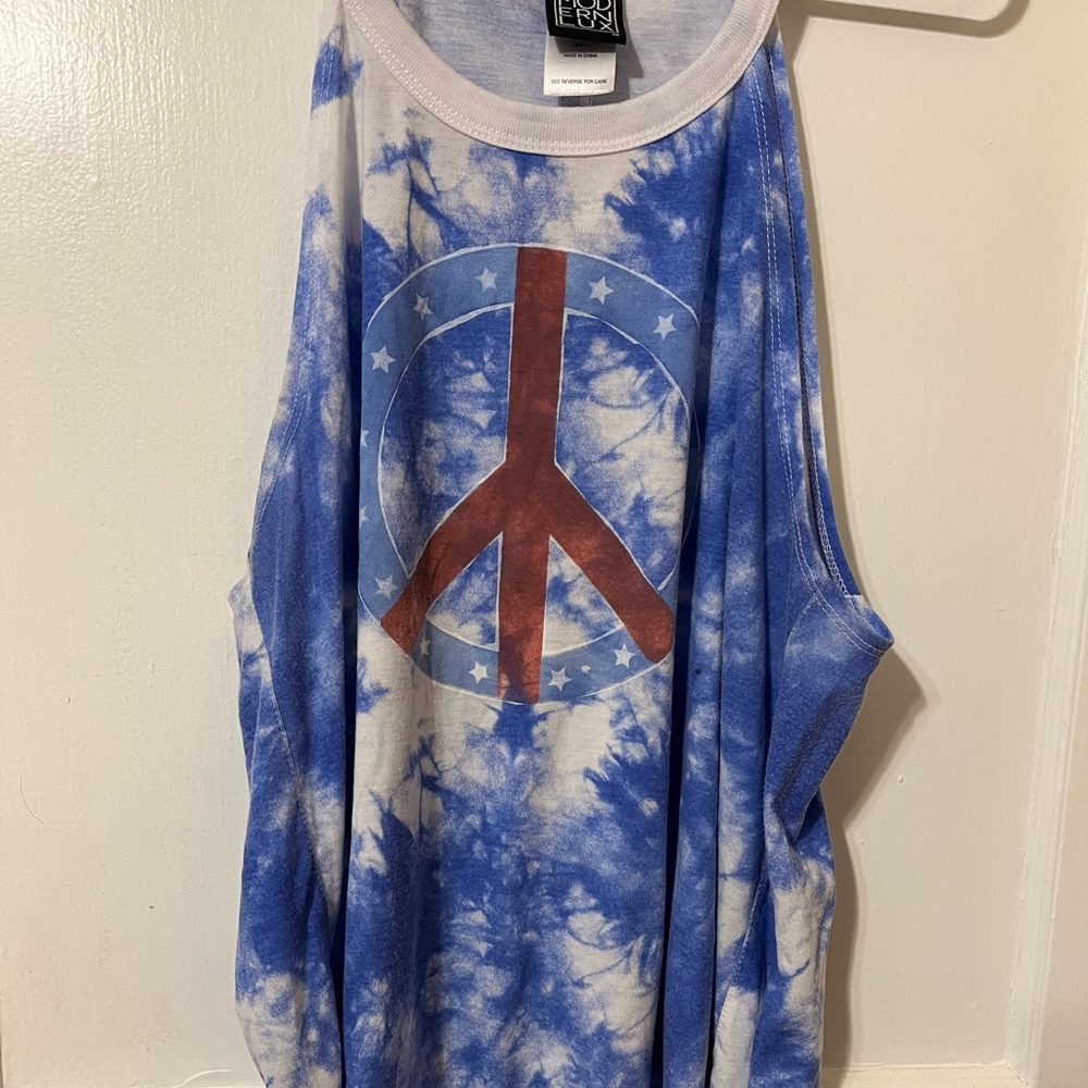 Peace Blue Tie DyeTank Top